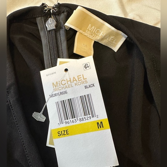 Michael Kors Stretch Matte Jersey Ruched Dress Black Sz Medium - Picture 6 of 9